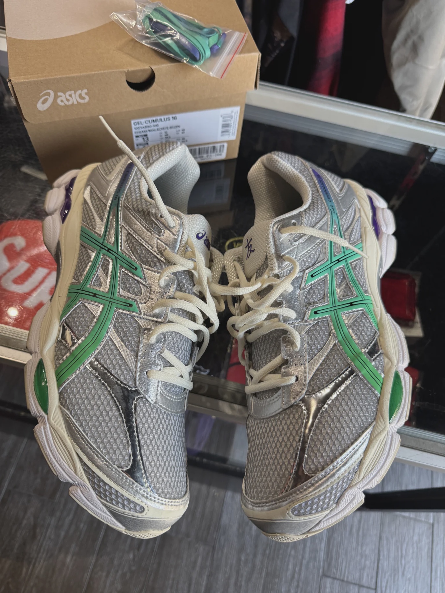 ASICS Gel-Cumulus 16 Tomo Summit Exclusive Cream Malachite Green • Pre-Owned [5476] - photo 2