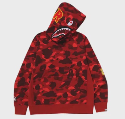 BAPE BAPE Color Camo 2nd Shark Pullover Hoodie Red - Size XL