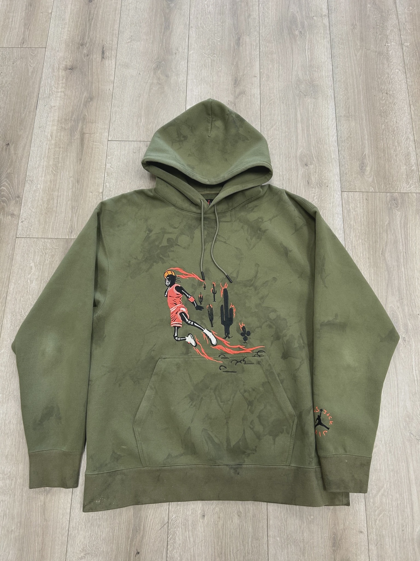 Travis Scott Jordan Washed Suede Hoodie Olive • Pre-Owned [6657]