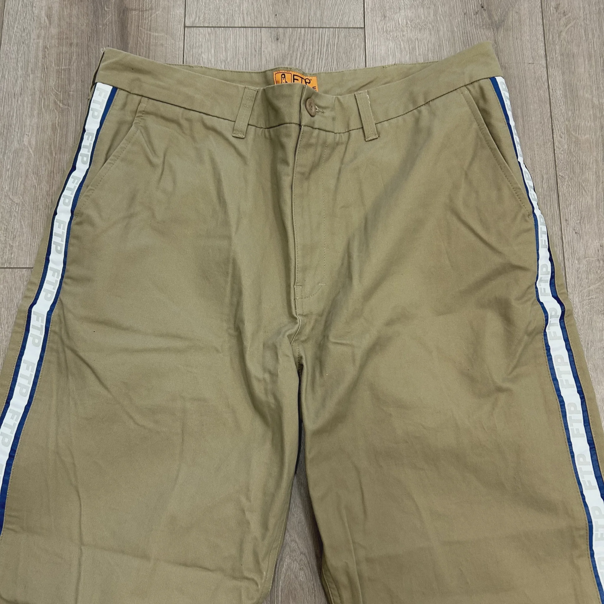 Fuck The Population (FTP) Gray/Blue Logo Tape Work Pants  • Pre-Owned [9047] - photo 2