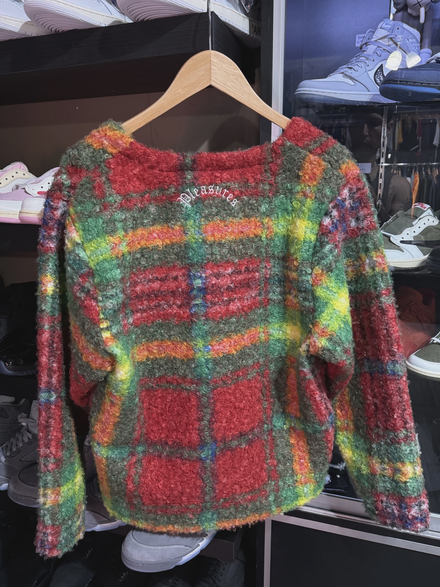 Pleasures Multi Color Plaid Cardigan size M • Pre-Owned [7519] 2