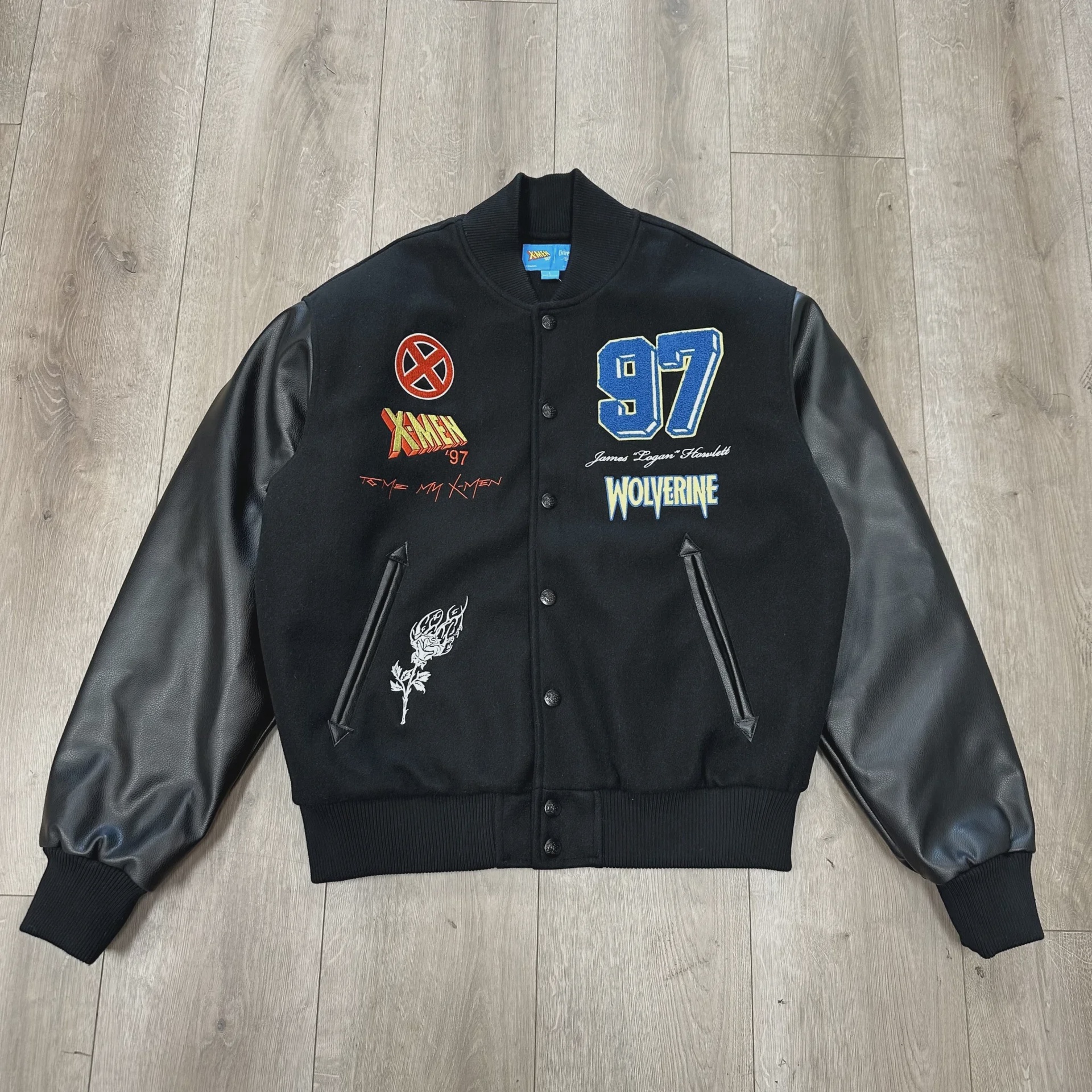 Marvel Civil Regime x Marvel X-Men '97 Wolverine Slash Varsity Bomber Jacket. - Size L