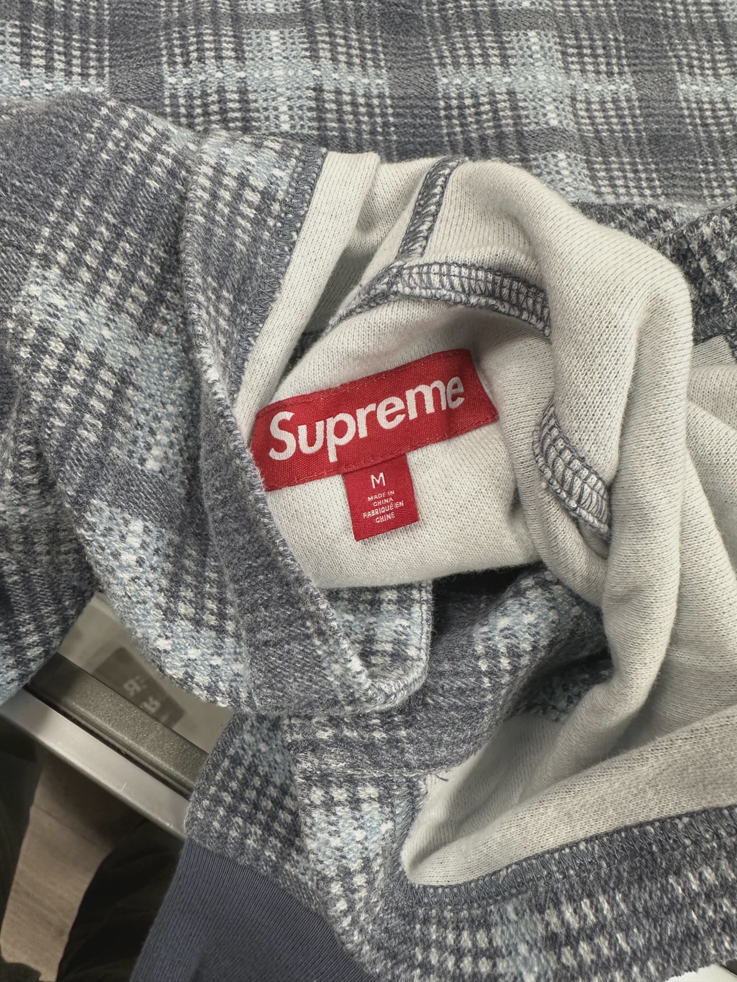 FW23 Supreme Hooded Plaid Knit Shirt 'Blue' • Pre-Owned [6584] 5