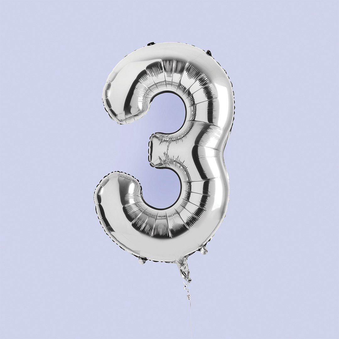 Hootyballoo - Silver Number Foil 34" Balloon