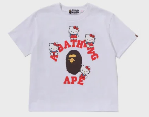 BAPE BAPE x Sanrio Characters Hello Kitty College Mini Tee (Ladies) White - Size S