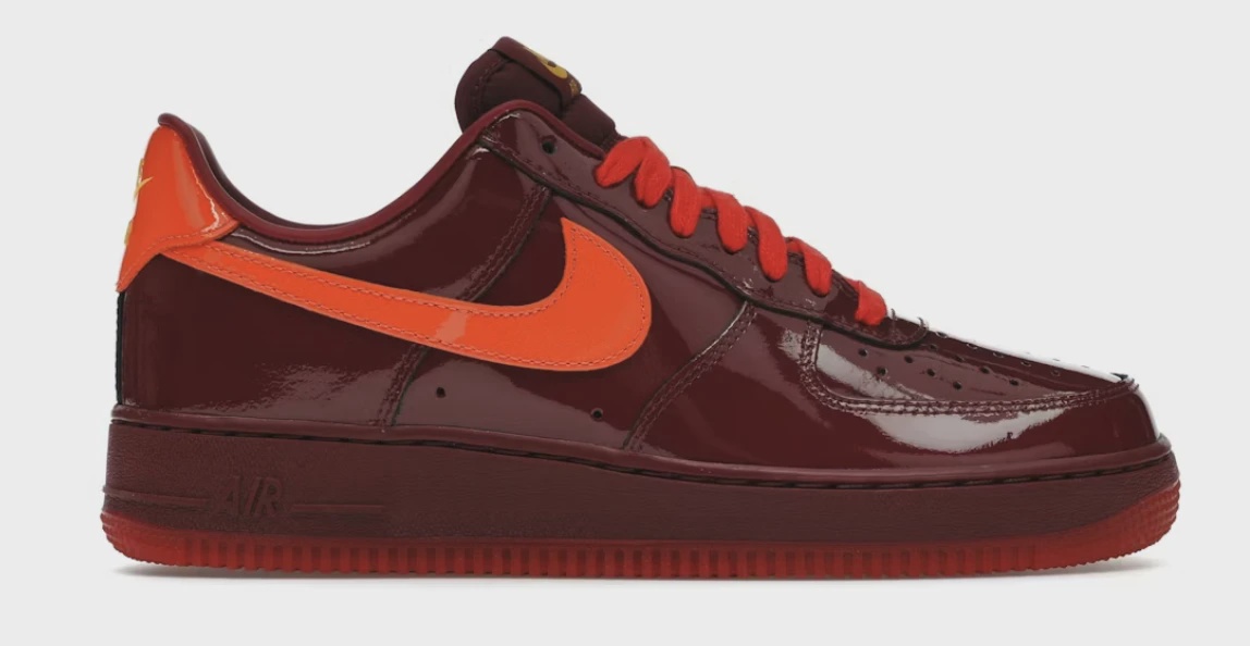 Nike Air Force 1 Low Patent Leather Dark Team Red Safety Orange • Brand New [0937]