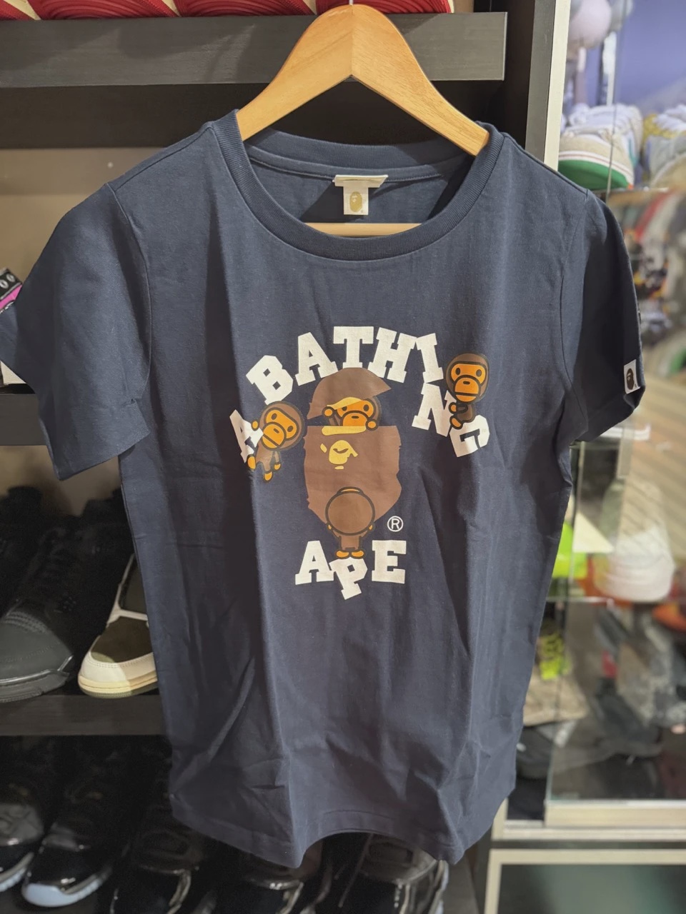 A BATHING APE BAPE HIDDEN BABY APE HEAD BLUE NAVY TEE  • Brand New [2748]