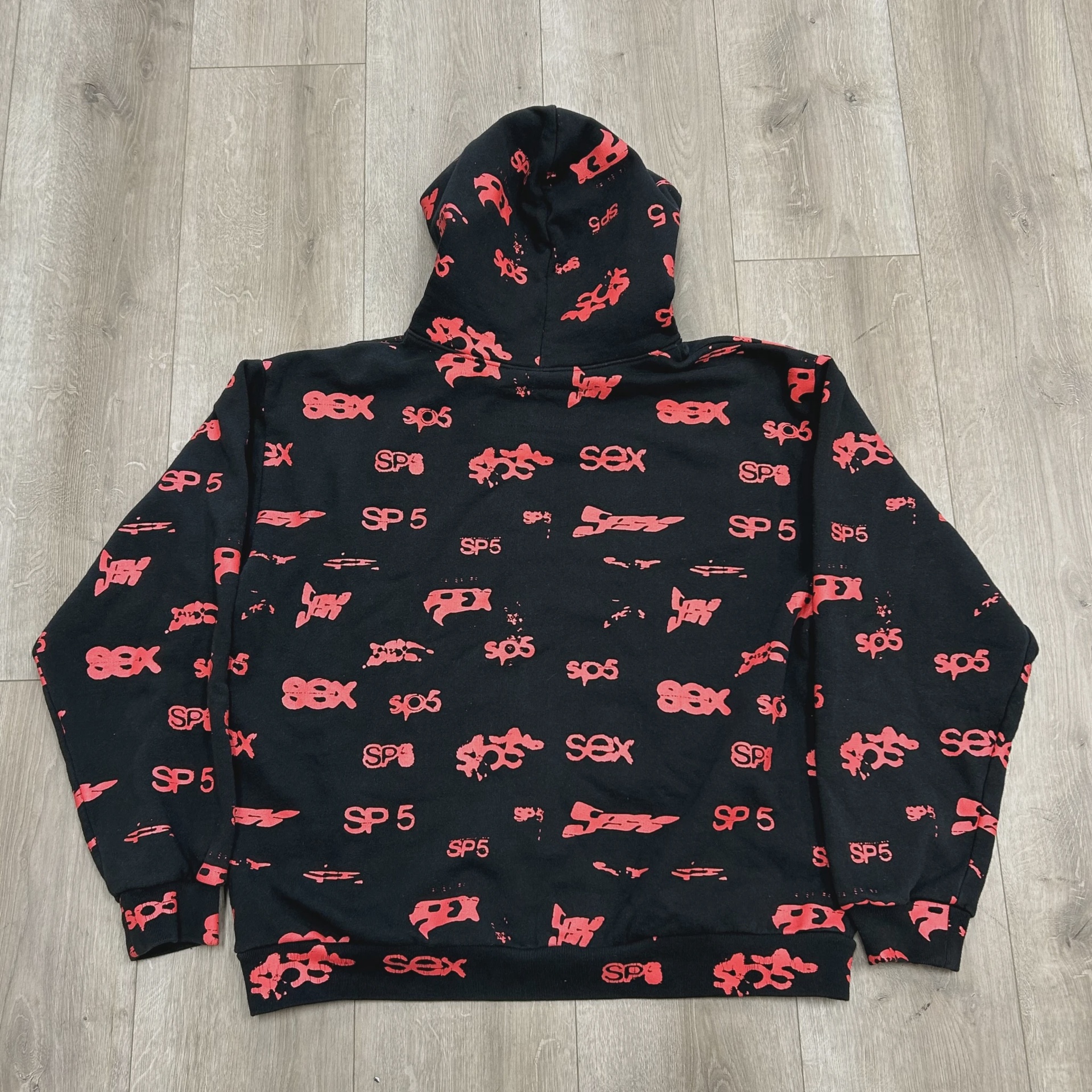FW24 Sp5der Sex AOP Hoodie Black • Pre-Owned [3998] 3