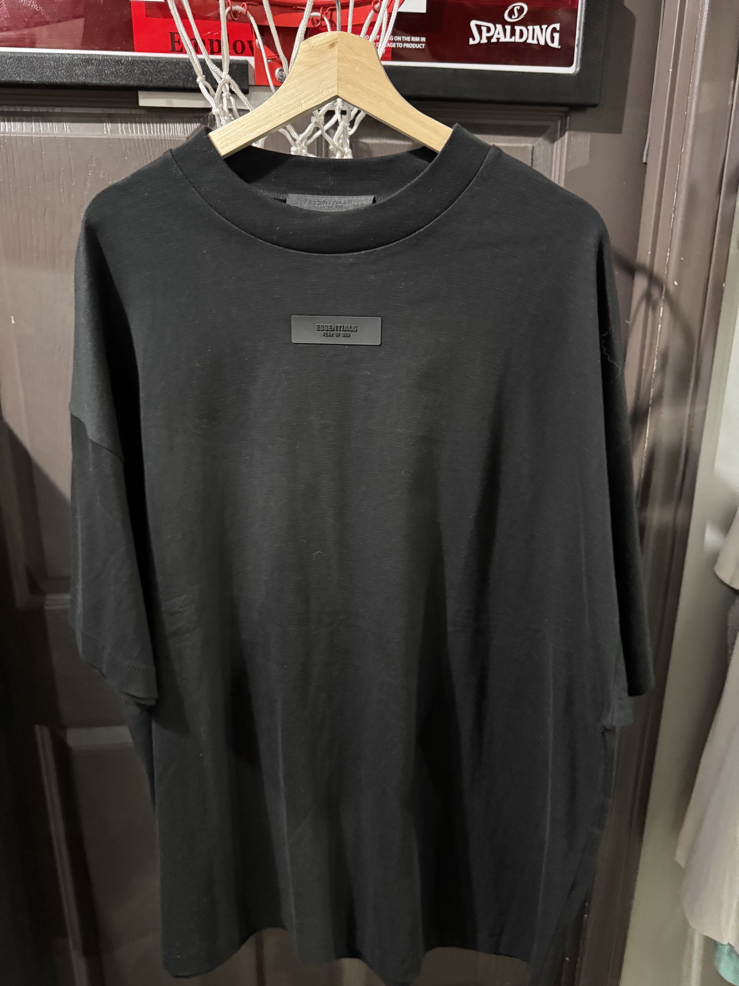 Essentials Fear Of God Black Rubber Center Chest Logo Short Sleeve
