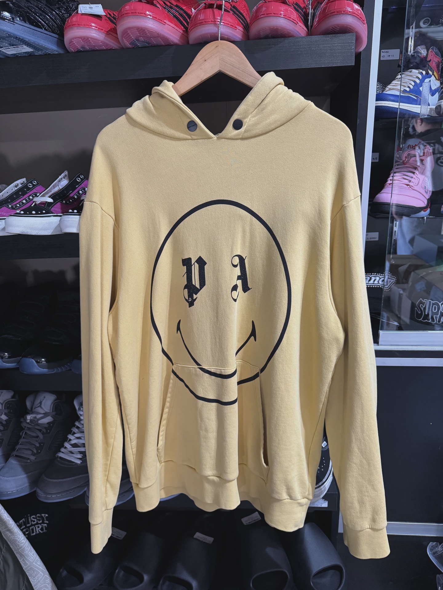 Palm Angels Smiley Hoodie size L • Pre-Owned [6047]