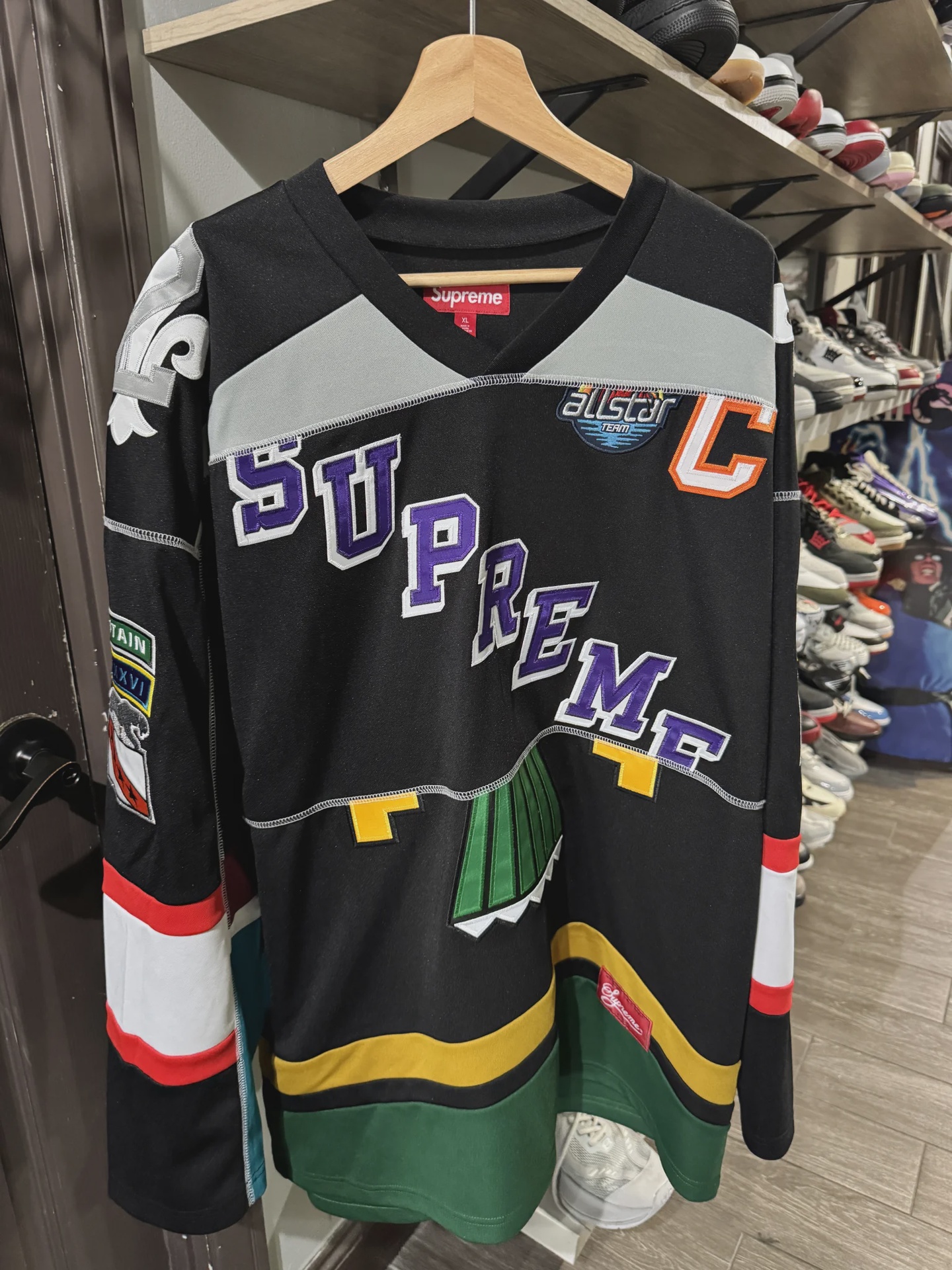 Supreme Supreme Paneled Hockey Jersey Black - Size XL