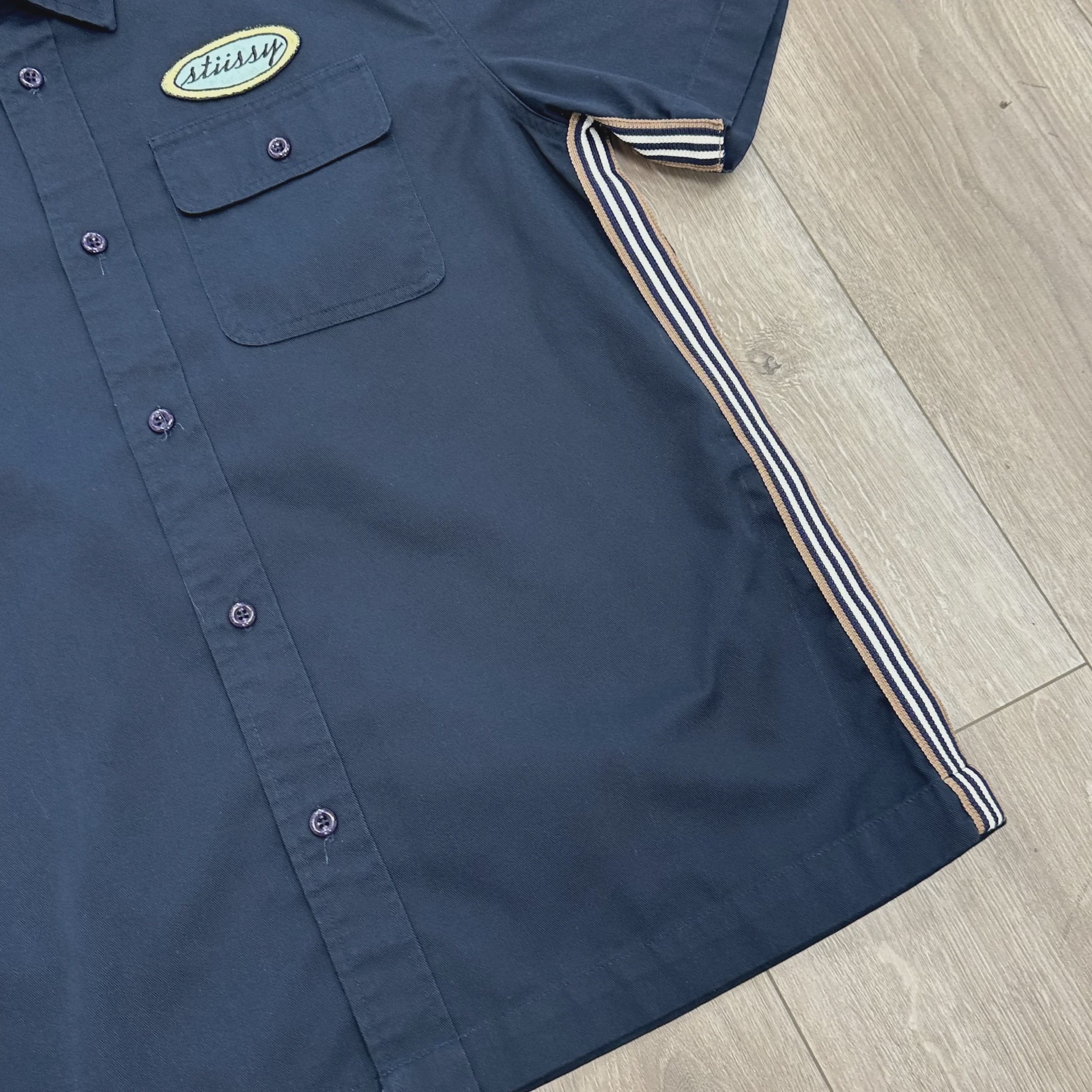 Stüssy Side Taped Garage Shirt in Navy • Pre-Owned [9743] - photo 6