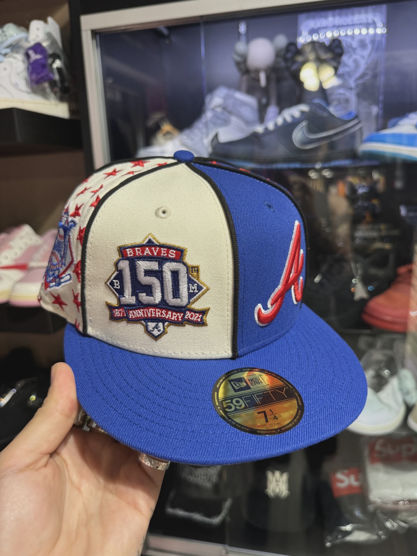 Supreme x Mitchell & Ness Teams New Era Royal Fitted Cap size 7 1/4 • Brand New [4427]