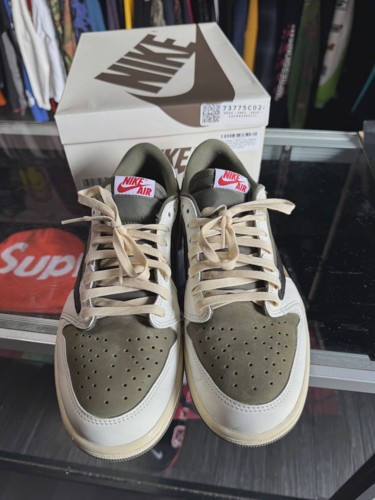 Air Jordan 1 Retro Low Original SP Travis Scott Medium Olive • Pre-Owned [7871] - photo 2