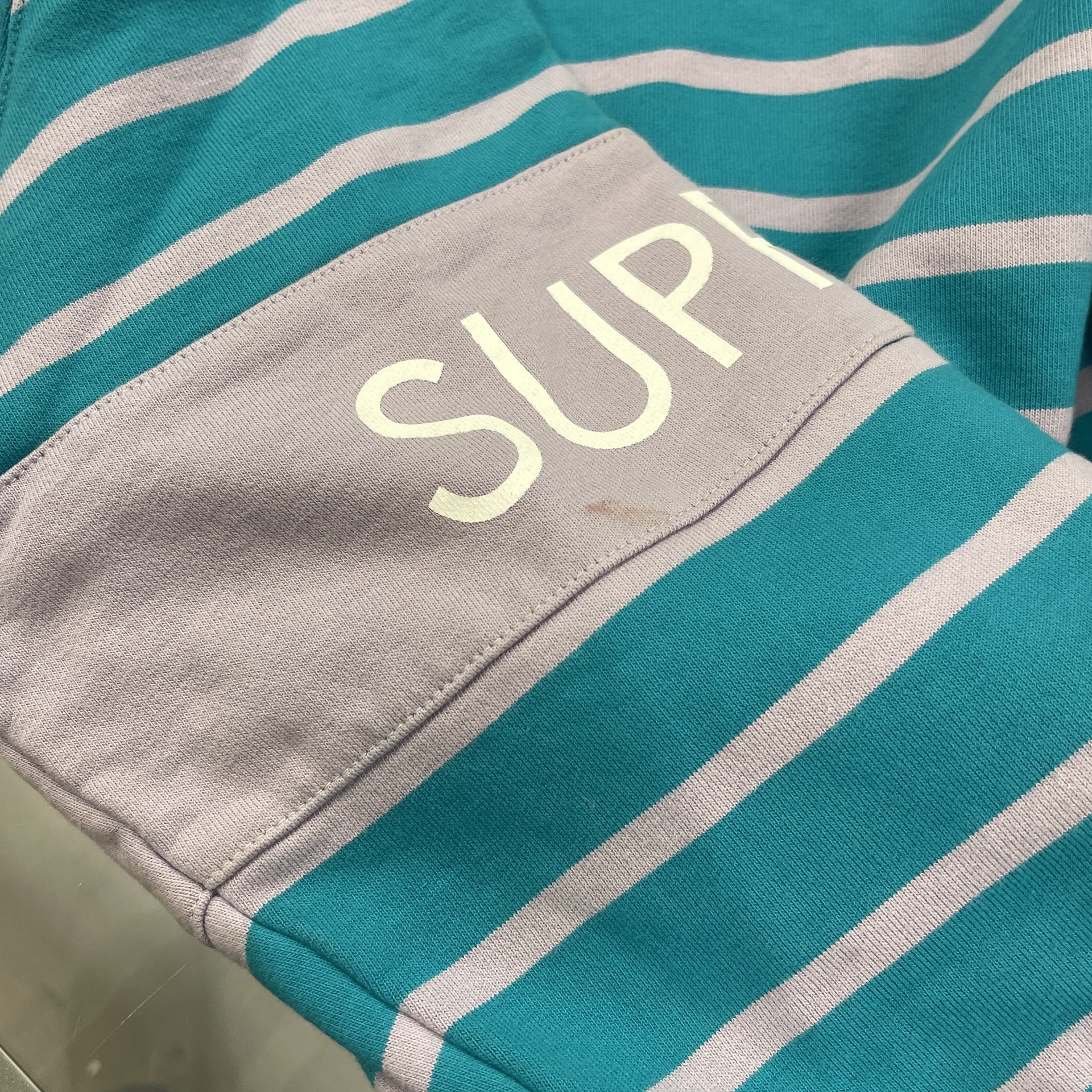 Supreme Striped Half Zip Sweater Teal/Light Purple FW16 - Pre-Owned 3