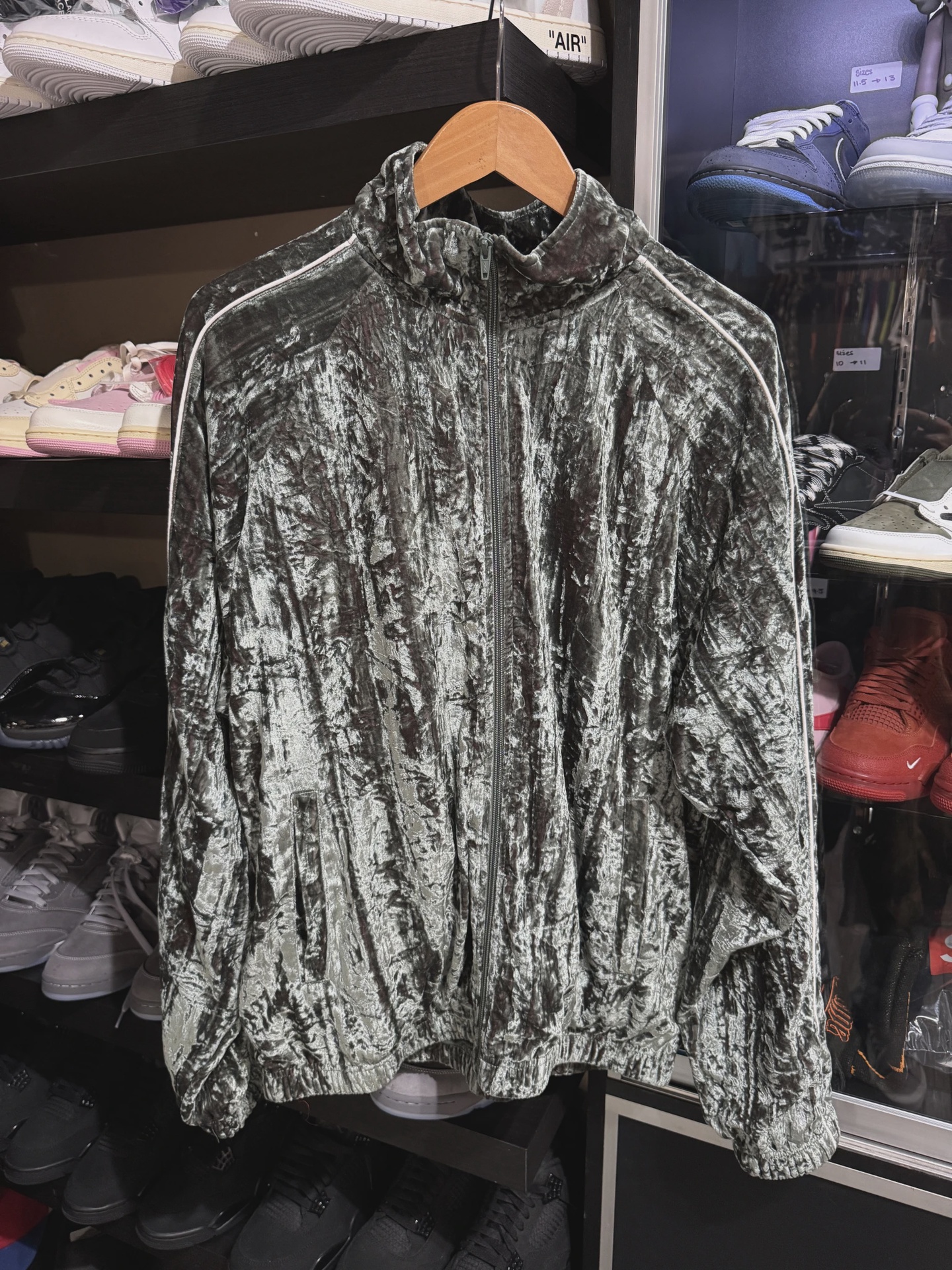 Supreme Crushed Velvet Track Jacket Olive • Pre-Owned [1238]