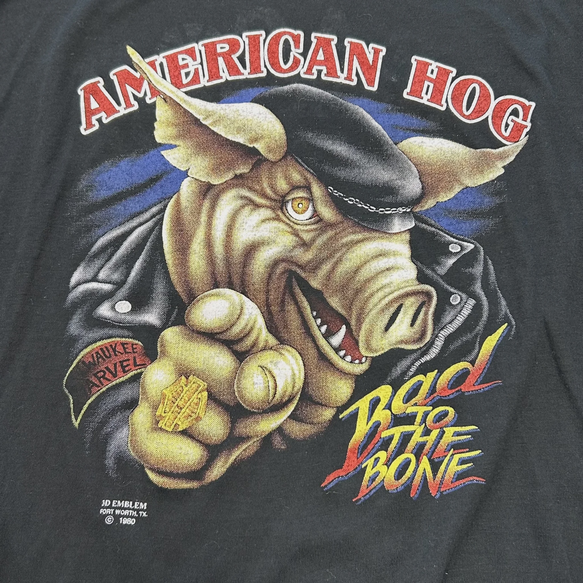 Vintage 80s American Hog Biker Tee Black • Pre-Owned [9173] - photo 3