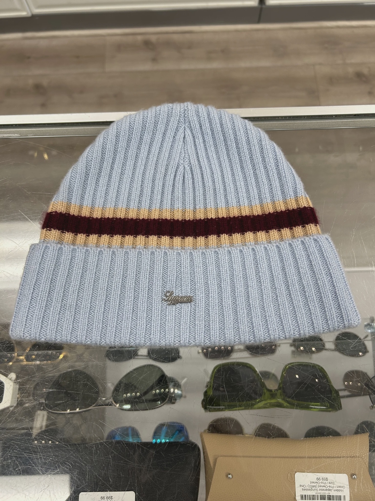Supreme Blue Stripe Beanie • Pre-Owned [3797]