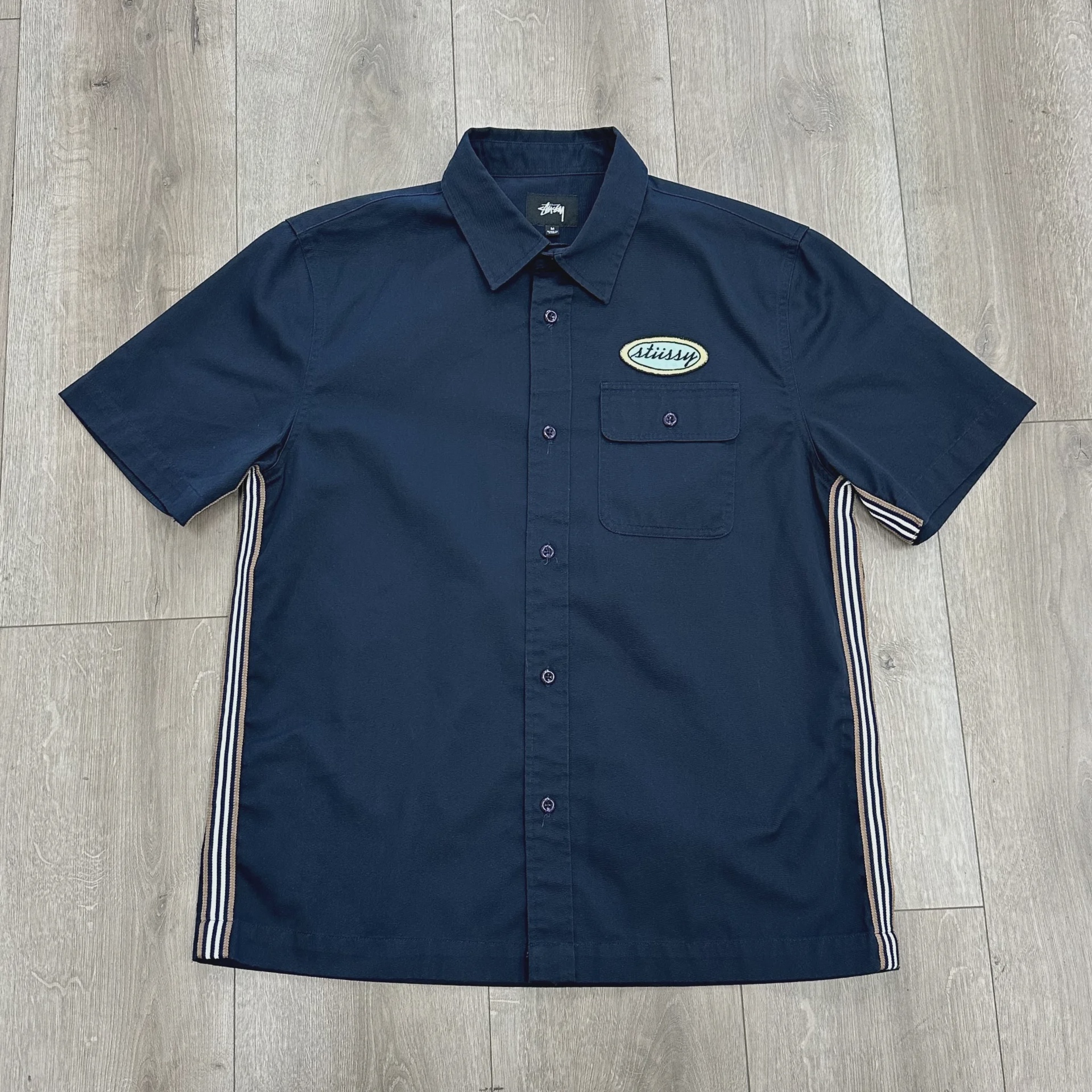 Stussy Stüssy Side Taped Garage Shirt in Navy - Size M
