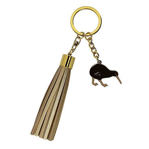 KEY RING TASSEL KIWI GOLD