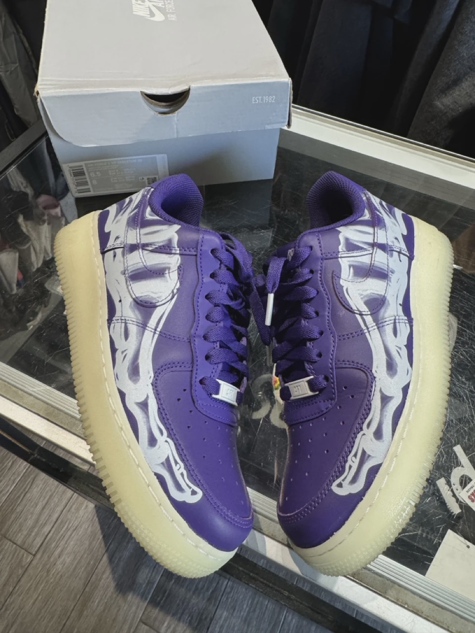 Nike Air Force 1 Low '07 QS Purple Skeleton Halloween (2021) • Pre-Owned [1351]