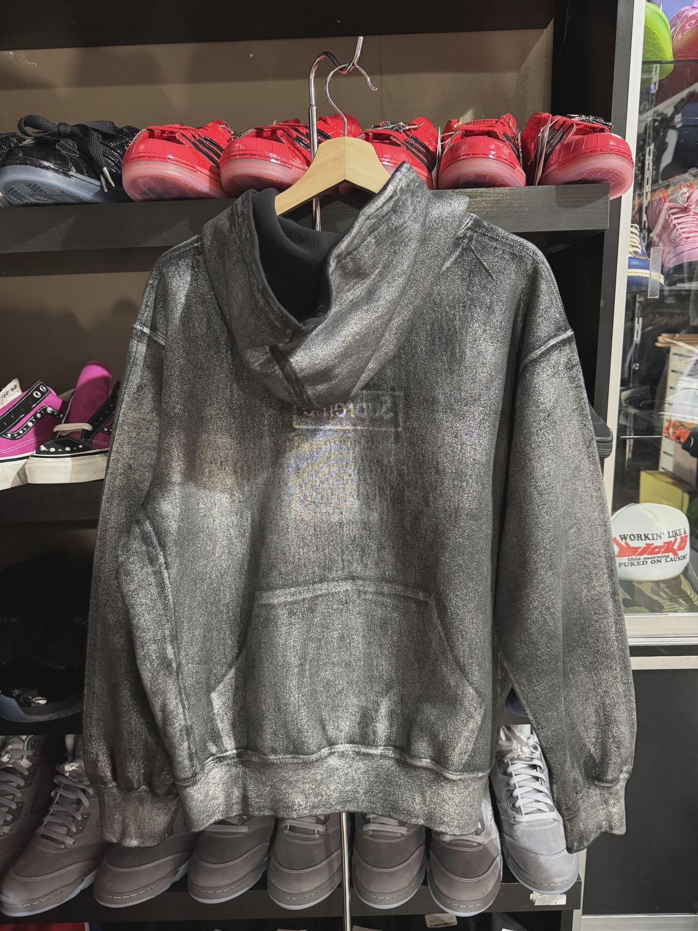 Supreme MM6 Maison Margiela Foil Box Logo Hooded Sweatshirt Black • Pre-Owned [3164] 2