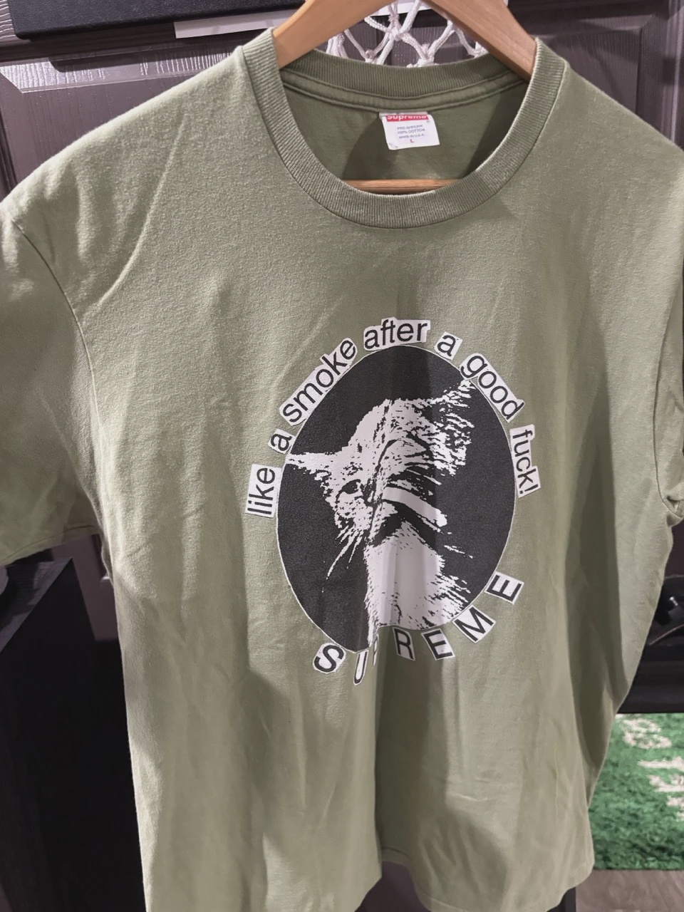 Supreme Cat Smoke Olive  Tee • Pre-Owned [8913]