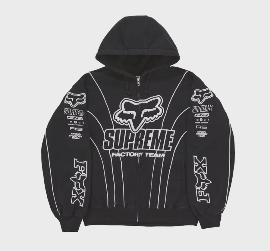 Supreme Supreme Fox Racing Zip Up Hooded Sweatshirt Black - Size XL