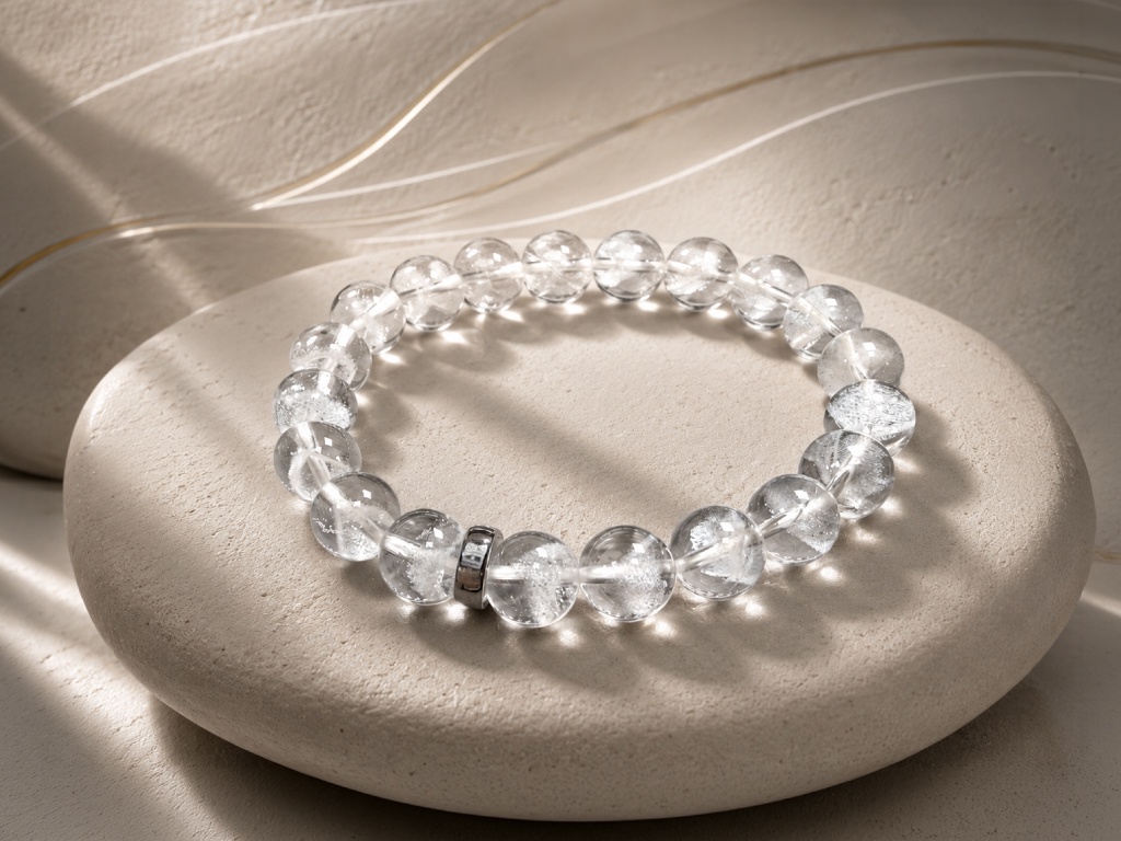 The Fearless (White Phantom Quartz Bracelet) - pyramid