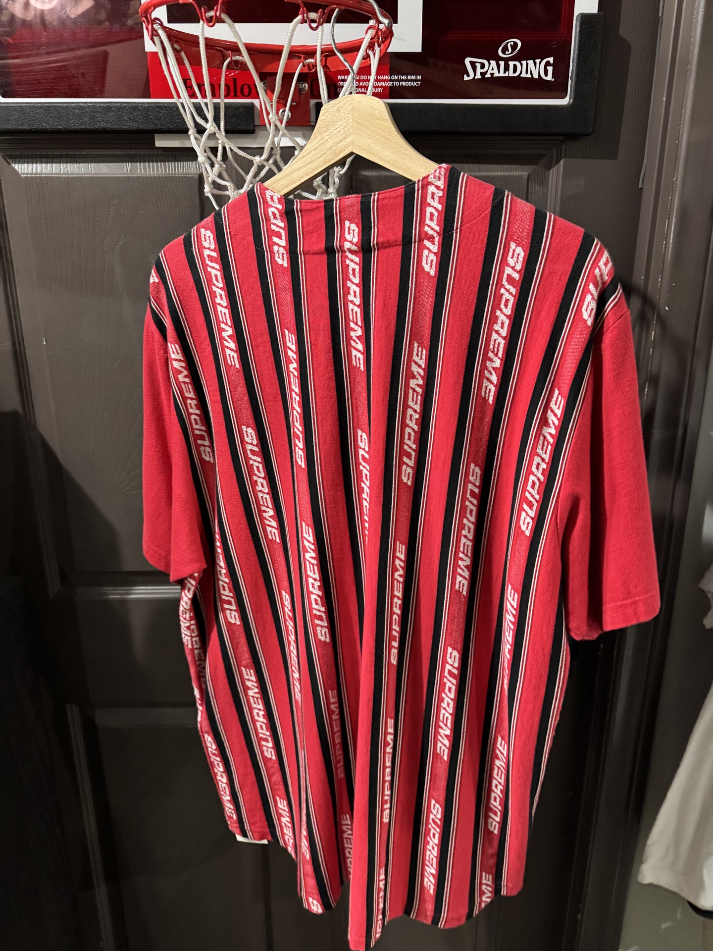 Supreme Jacquard Logo Baseball Jersey Red 2
