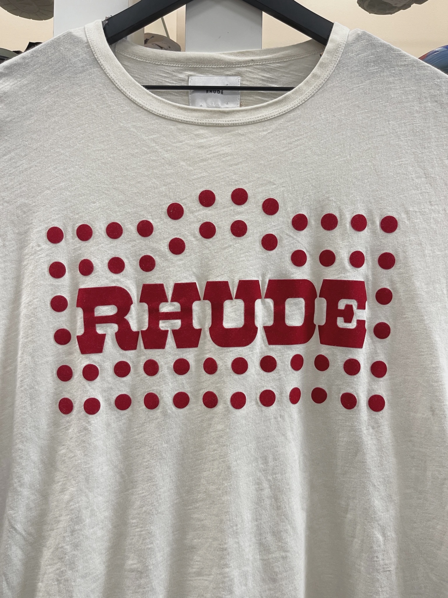 Rhude Flocked Burnout Tee Vintage "WHITE" • Pre-Owned [1192] 5