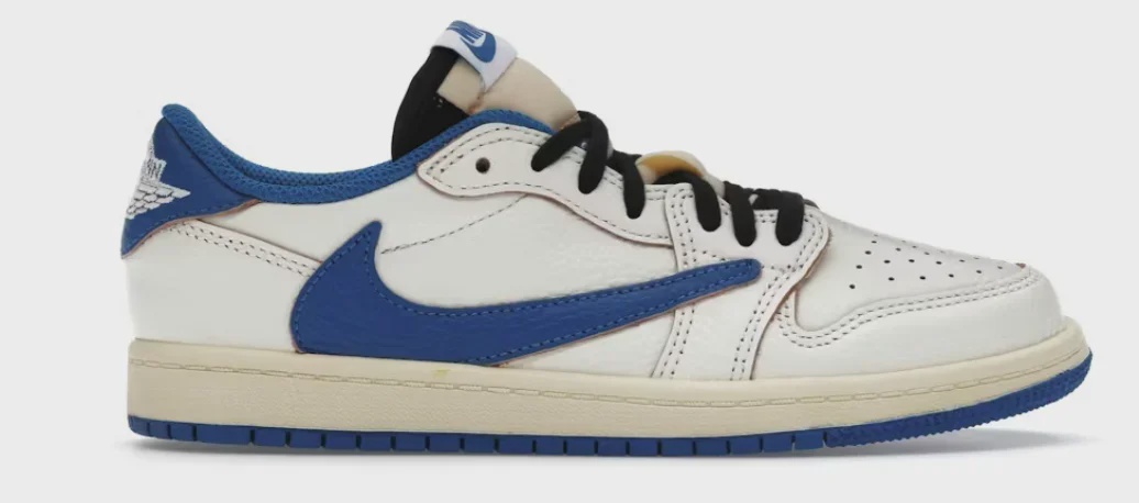 Jordan Jordan 1 Retro Low OG SP Fragment x Travis Scott Sail Military Blue (PS) - Size US Y 2.5