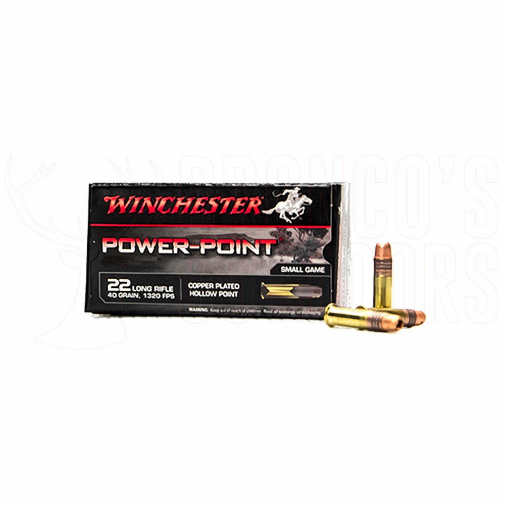 Winchester Power Point .22LR 40gr HP 50 Rounds Broncos Outdoors
