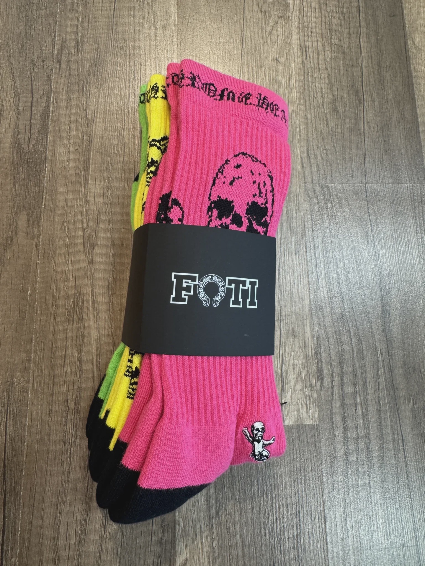 Chrome Hearts Foti Socks (3 pack) Neon Pink/Yellow/Green • Brand New [8984] - photo 1