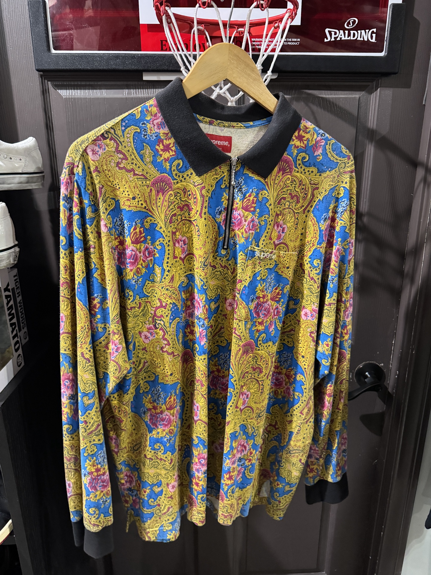 Supreme Paisley L/S Polo Royal