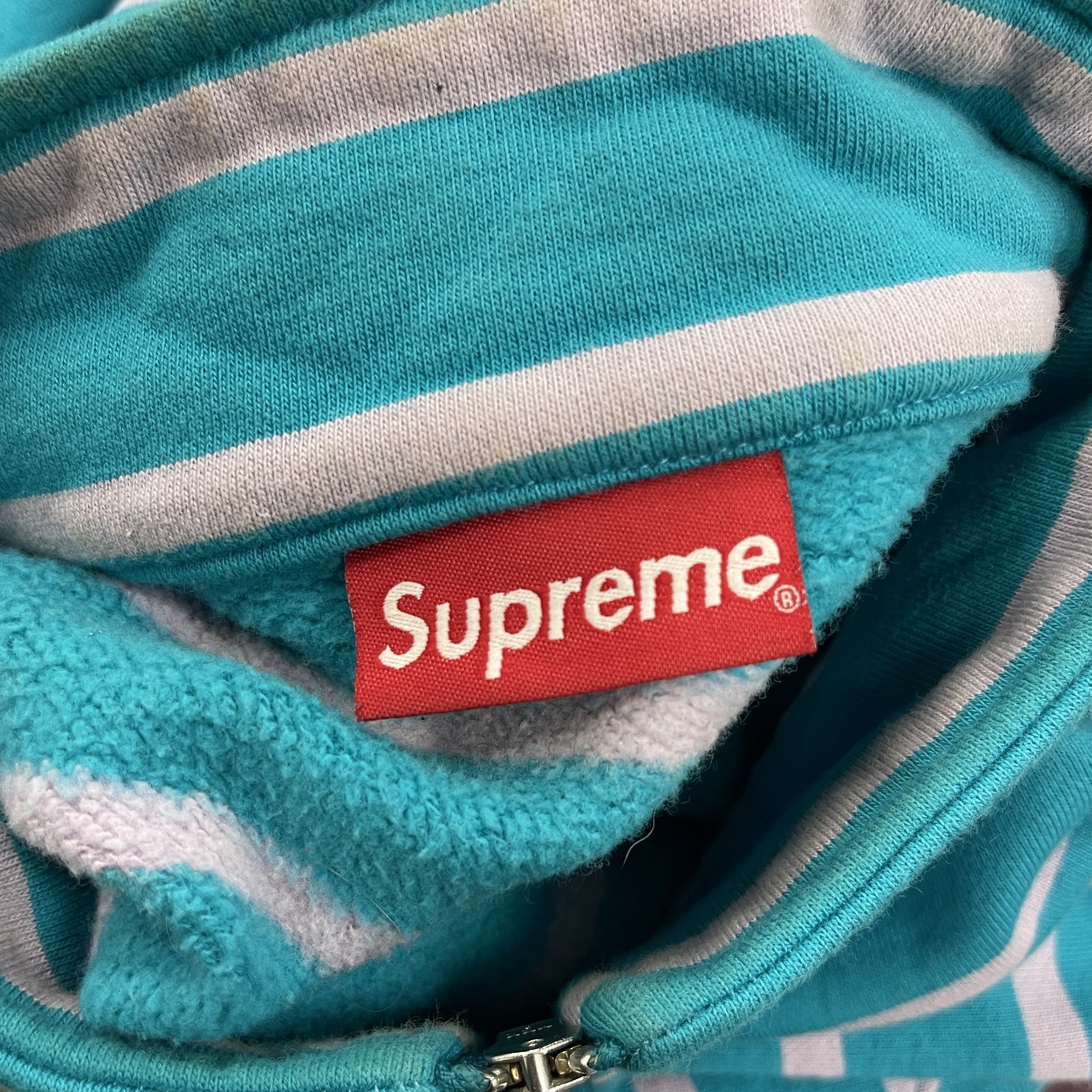 Supreme Striped Half Zip Sweater Teal/Light Purple FW16 - Pre-Owned 6