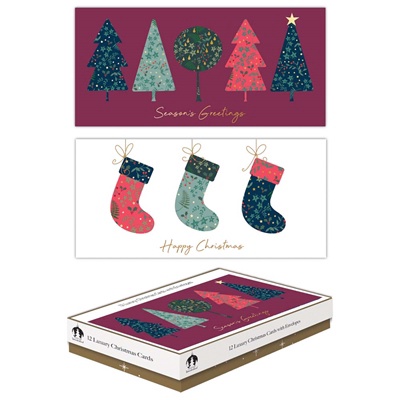 Festive Wonderland 12 Slim Christmas Cards (D)