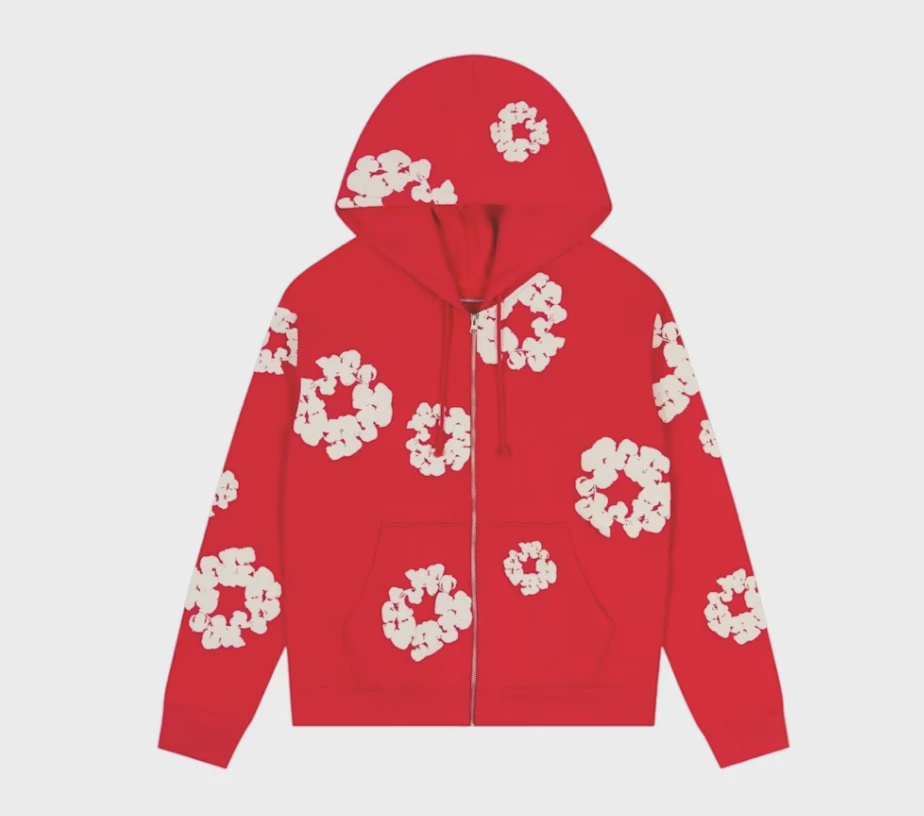 Denim Tears Cotton Wreath Zip Hoodie Red size L • Brand New [4255]