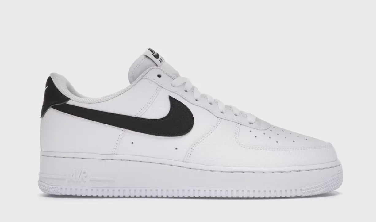 Nike Nike Air Force 1 Low '07 White Black Pebbled Leather - Size US M 9.5