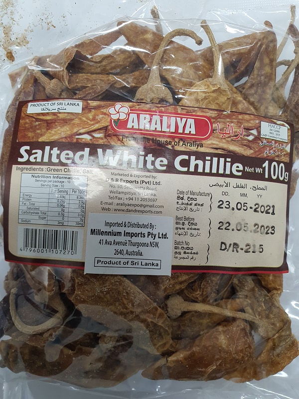 Araliya Salted White Chillie Moru Miris 100g