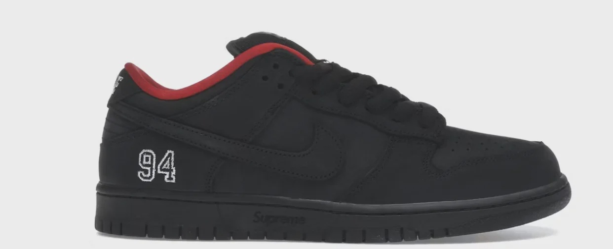 Supreme Nike SB Dunk Low Supreme 94 Black - Size US M 10