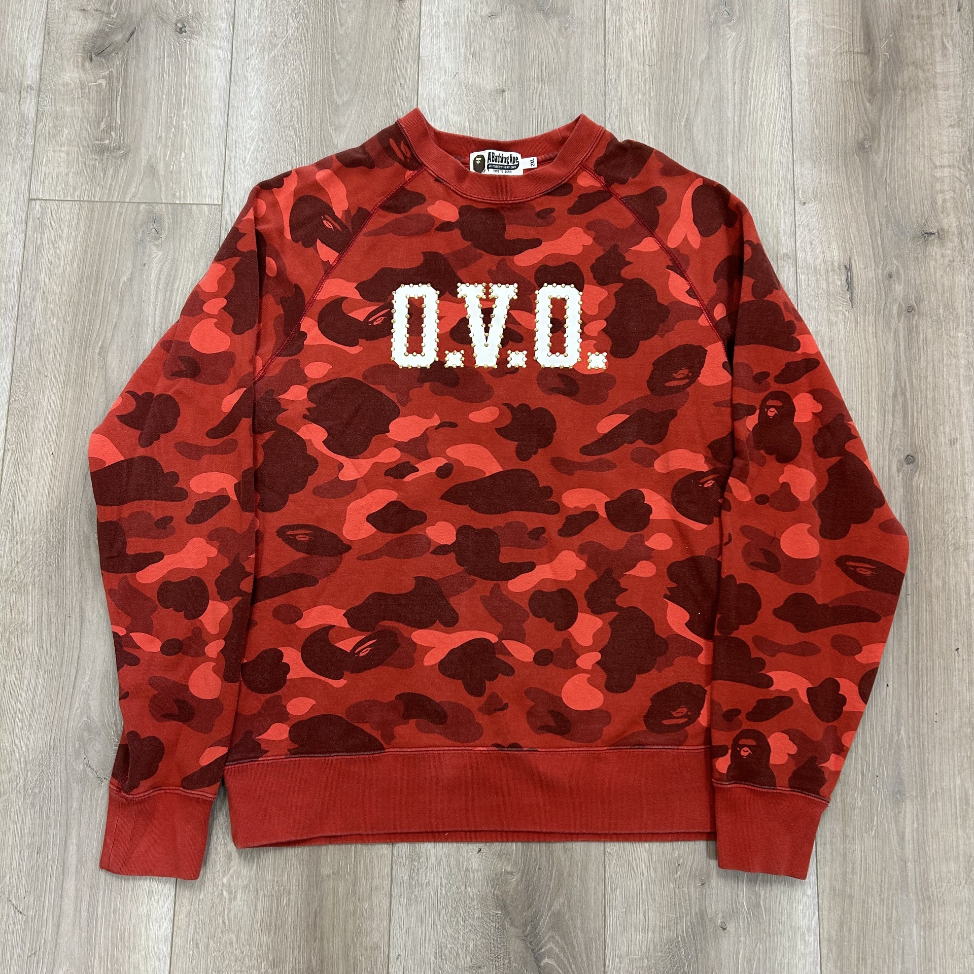 FW20 BAPE x OVO Color Camo Crewneck Red - Pre Owned