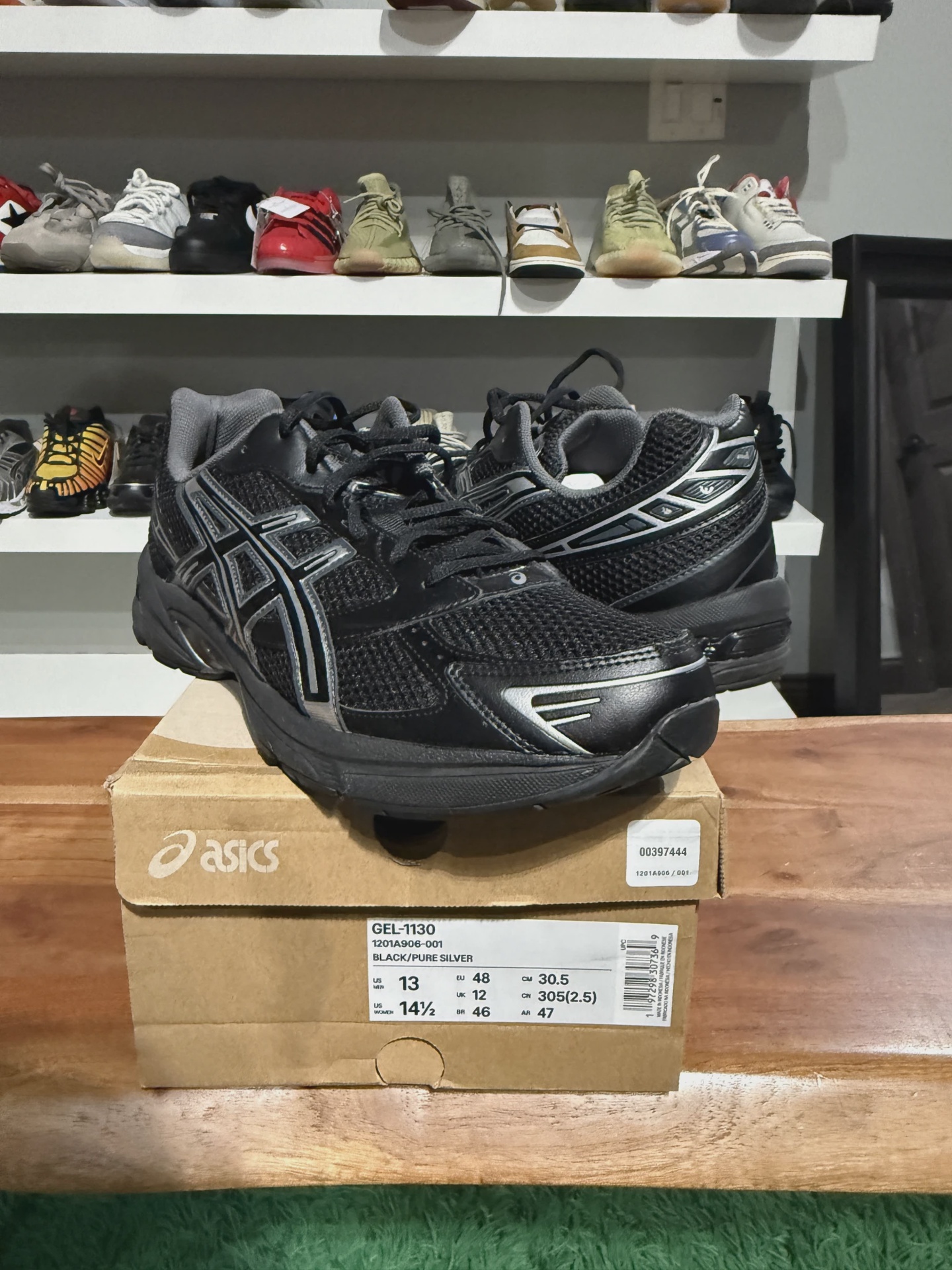 ASICS Gel-1130 Black Pure Silver • Pre-Owned [6322]