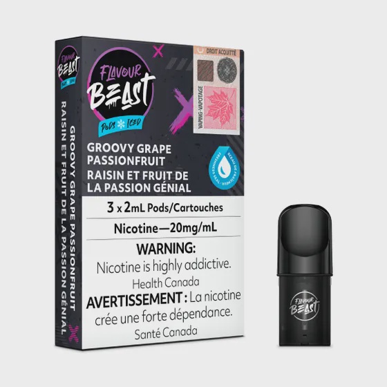 FLAVOUR BEAST PODS 3PK GROOVY GRAPE PASSIONFRUIT ICED