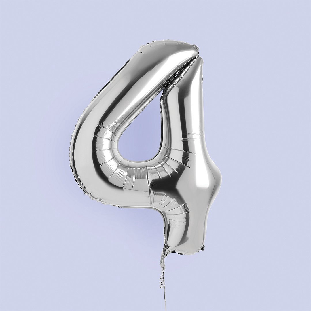 Hootyballoo - Silver Number Foil 34" Balloon