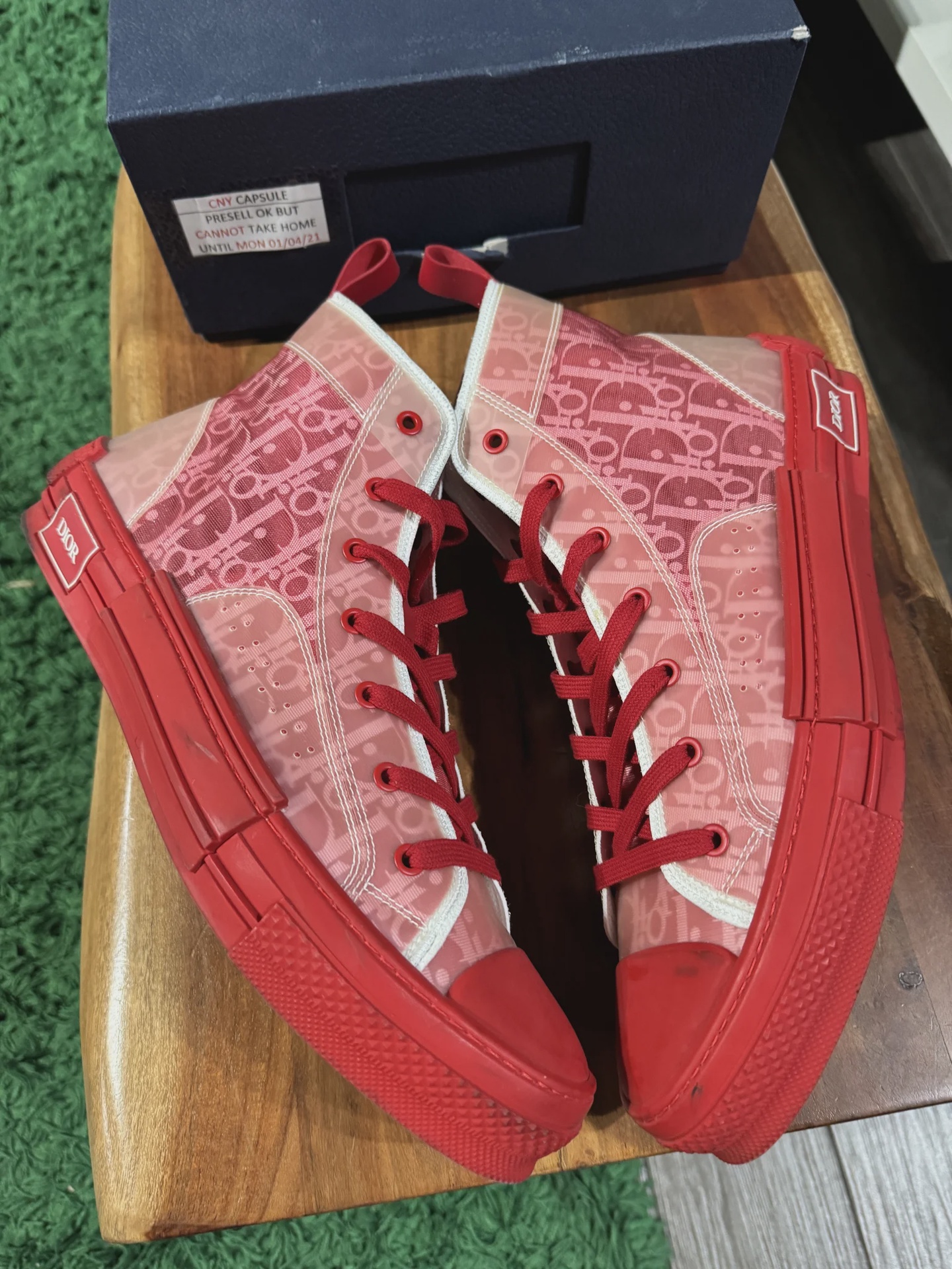 Dior Dior B23 High Top Red Sneaker - Size US M 13