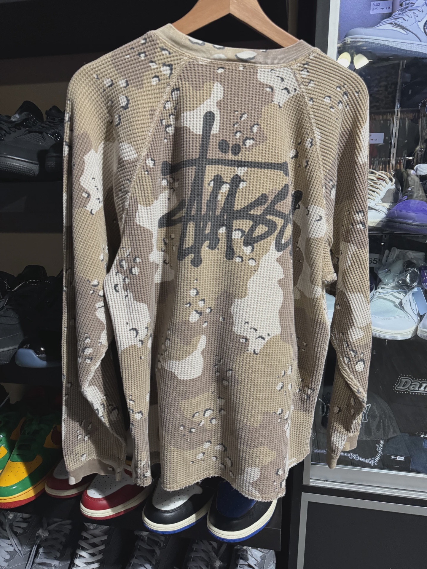 Stussy Raglan Thermal L/S Crew Desert Camo M • Pre-Owned [8651] 2