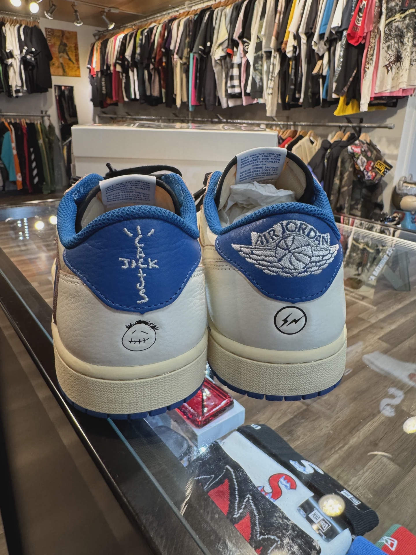 Air Jordan 1 Retro Low Original SP Fragment  x Travis Scott Sail Military Blue • Pre-Owned [1140] - photo 3