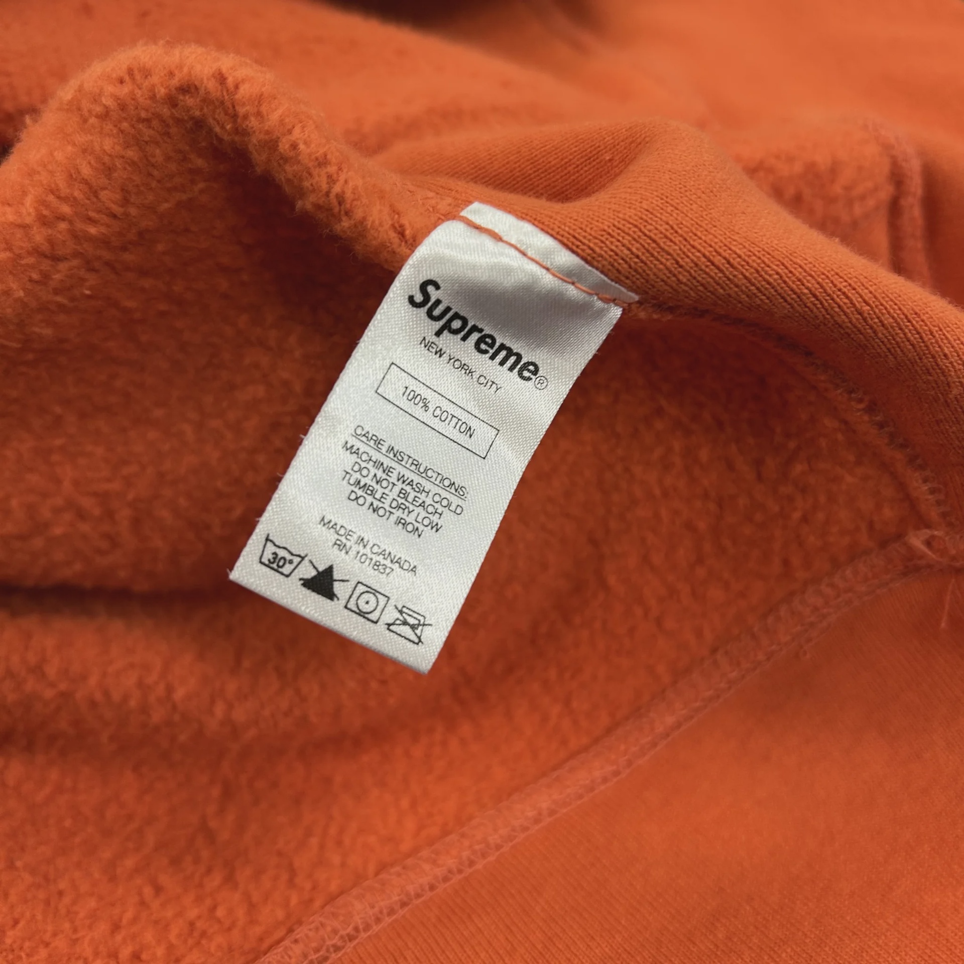 Supreme Micro Logo Hooded Sweatshirt Orange • Pre-Owned [5464] - photo 6