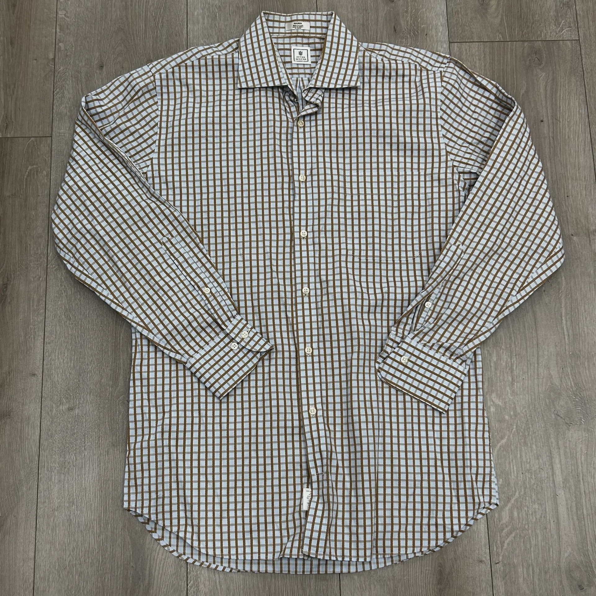Vintage Peter Millar long-sleeve button-up shirt Blue/Brown - Size M